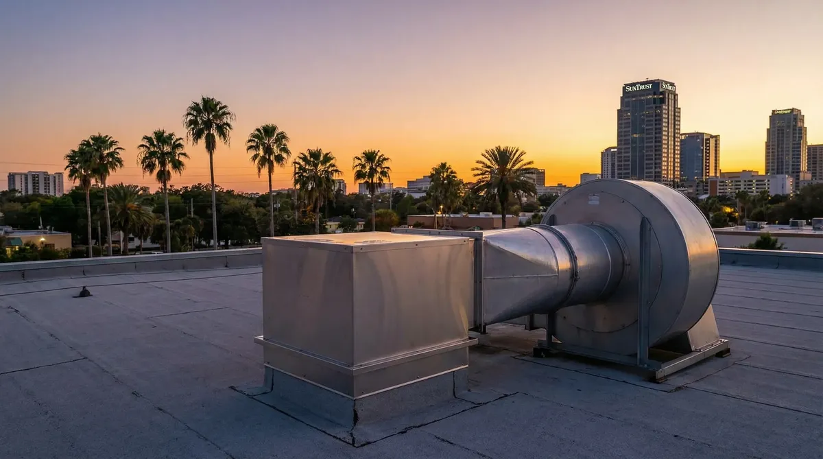 Rooftop grease containment system on an Fort Worth restaurant roof